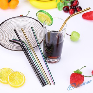 3pcs Reusable Drinking Straws Cleaner Brush Set Stainless Steel Metal Straw