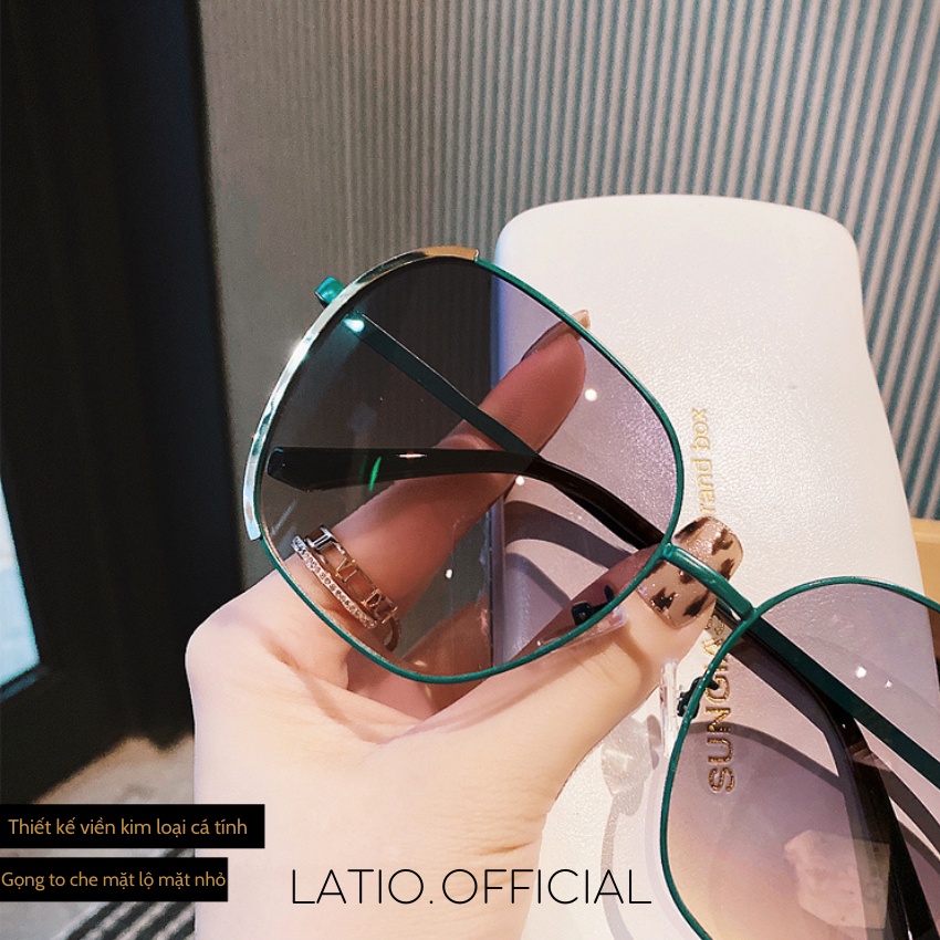 Kính mát nữ LATIO cao cấp mẫu mới 2023 được thiết kế gọng kim loại với tone màu trẻ trung mang phong cách Hàn Quốc -KM38