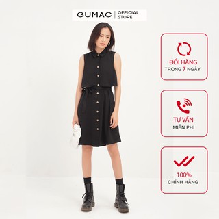 Đầm sơ mi nữ GUMAC phom suông trẻ trung, màu đen đủ size DA1247