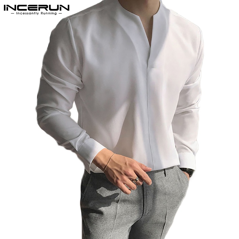 Áo Sơ Mi Dài Tay Cổ Chữ V Thời Trang Hàn Quốc Dành Cho Nam