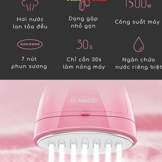Bàn ủi hơi nước cầm tay gấp gọn, Bàn là hơi nước SONAKY SK-3060 công suất 1500W mẫu mới 2021