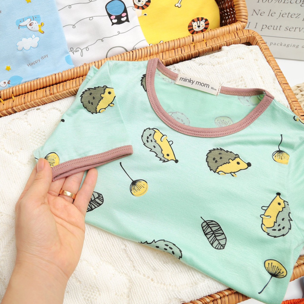 Bộ Cộc Tay MINKY MOM  ⚡FREESHIP⚡ Chất Thun Lạnh Cho Bé Trai, Bé Gái Thoải Mái Thoáng Mát Ngày Hè