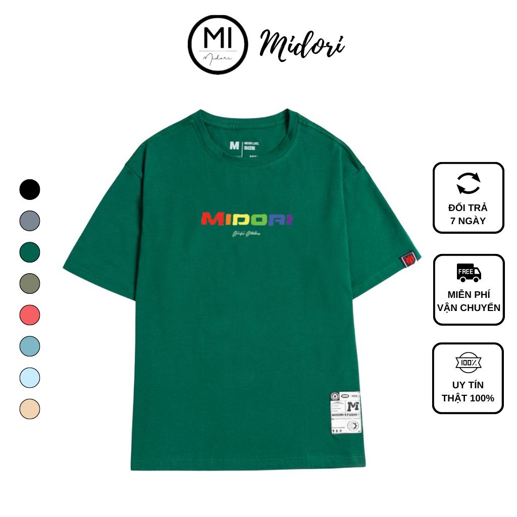 Áo thun unisex form rộng tay lỡ phông Nam Nữ In Nổi 7 Màu Local Brand Mi Midori