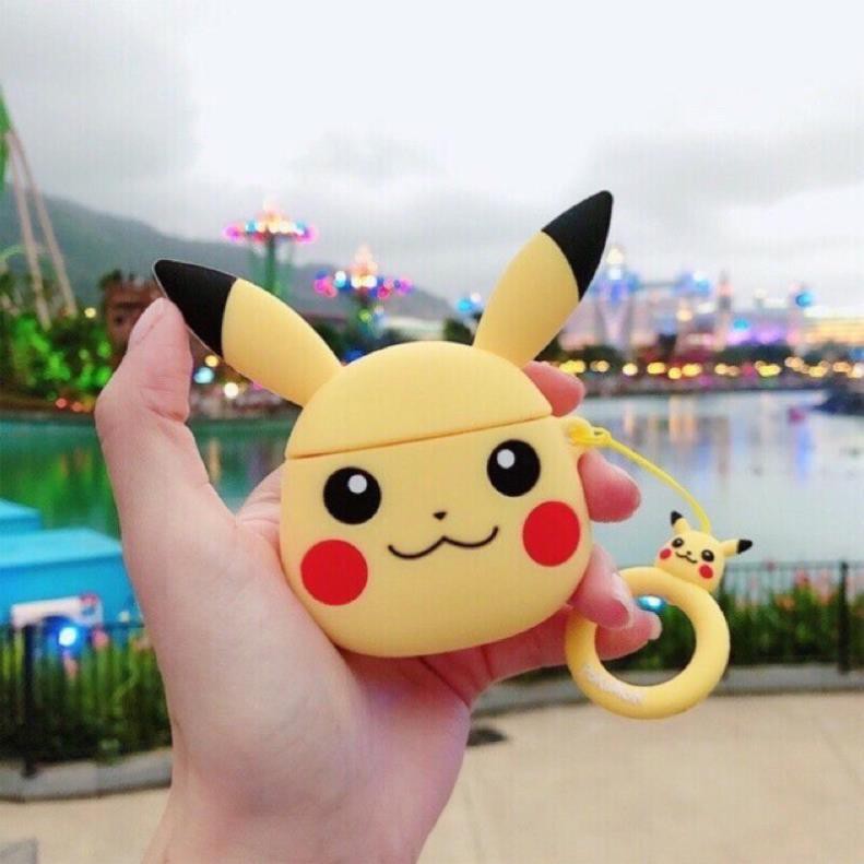 Case Airpods 2/1/i7/i9/i12 TWS - Vỏ Bao Đựng Bảo Vệ Tai Nghe, Sillicone Dẻo Chống Bám Bẩn Pikachu -Bestmall.vn