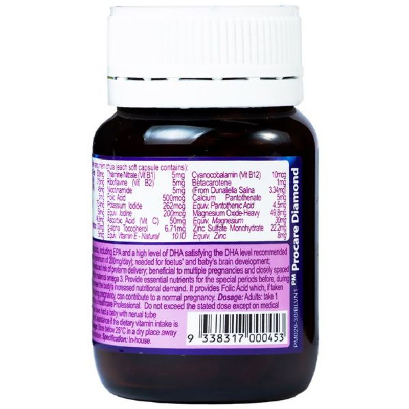 Viên uống PM Procare và Procare diamond- Bổ sung Vitamin và Khoáng chất cho Phụ nữ có thai và cho con bú 30v