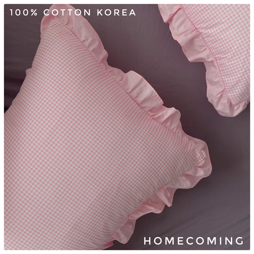 Vỏ gối nằm cotton Hàn thiết kế vintage hoa nhí viền bèo ren kích thước 50x70cm 45x65cm thương hiệu Homecoming | BigBuy360 - bigbuy360.vn