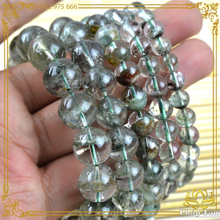 Vòng Tay Đá Ưu.Linh Trắng Cát Xanh Cao Cấp Vân Hạt Cát Tự Nhiên  - Tâm Phong Thủy