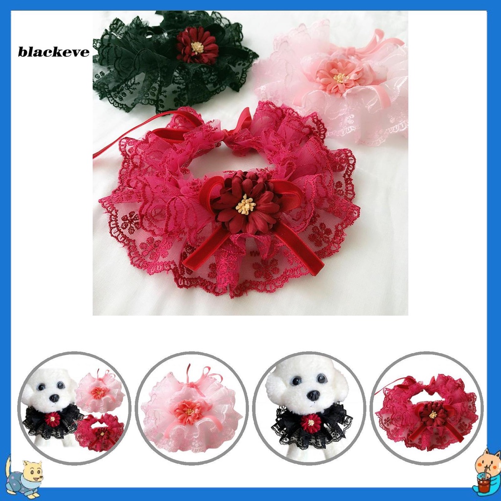 Yếm đeo cổ bằng polyester phối ren đính hoa xinh xắn có thể tái sử dụng dùng làm phụ kiện chụp ảnh cho thú cưng