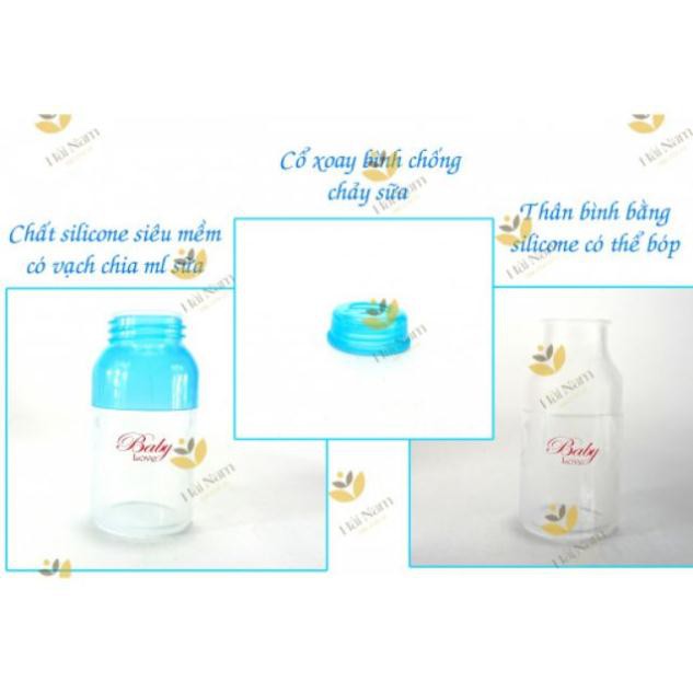 Bình sữa đa năng  sillicon 2 in 1 không tay cầm Babylove 110ml