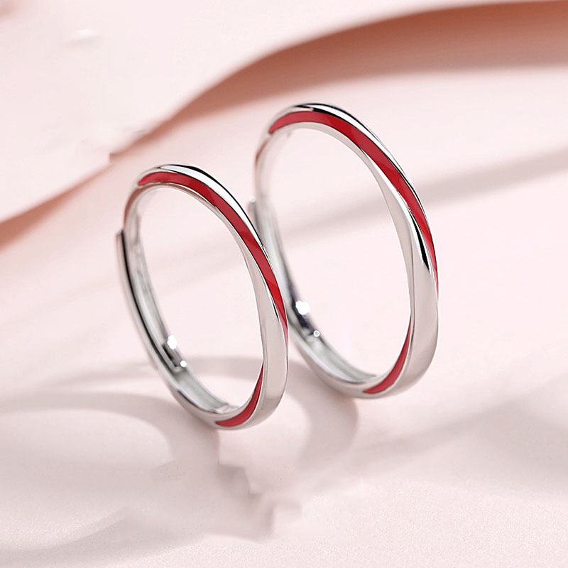 Nhẫn màu đỏ thiết kế đơn giản thời trang cho cặp đôi