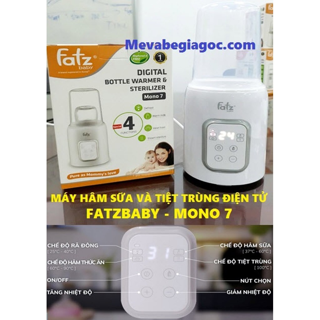 Máy hâm sữa &amp; tiệt trùng Fatz Fatzbaby (Mono 1, 2, 3, 6, 7 - FB3003SL, FB3002SL, FB3027SL, FB3100MX, FB3010TN, FB3001TN)