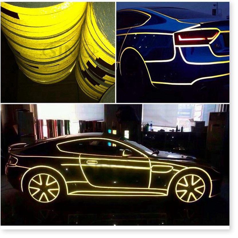 Miếng dán phản quang xe hơi  ⛔GIÁ SỈ⛔  Cuộn decal dán xe dạ quang 5m, giúp trang trí xe, thiết kế đơn giản 7450