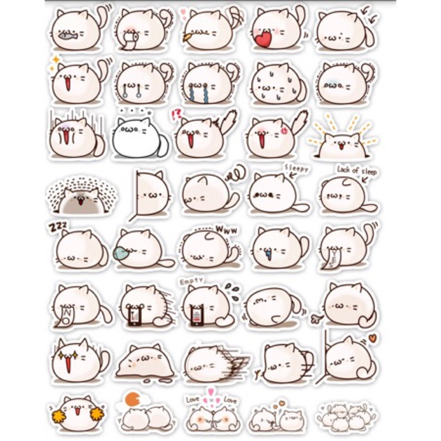 Sticker mini khổ A4 mèo con