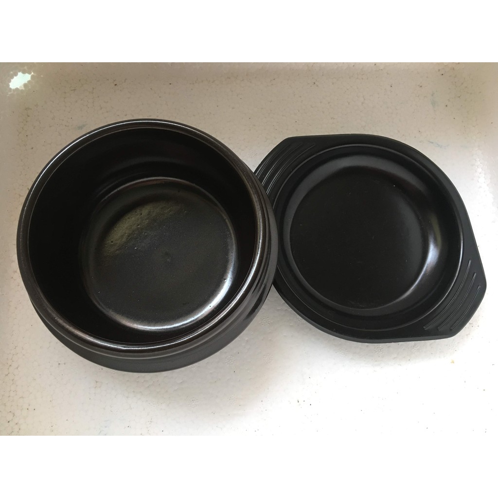 Thố ,nồi đất nâu tráng men làm cơm trộn,súp,trứng hấp kiểu Hàn Quốc kèm đế lót Size 13cm-750ml