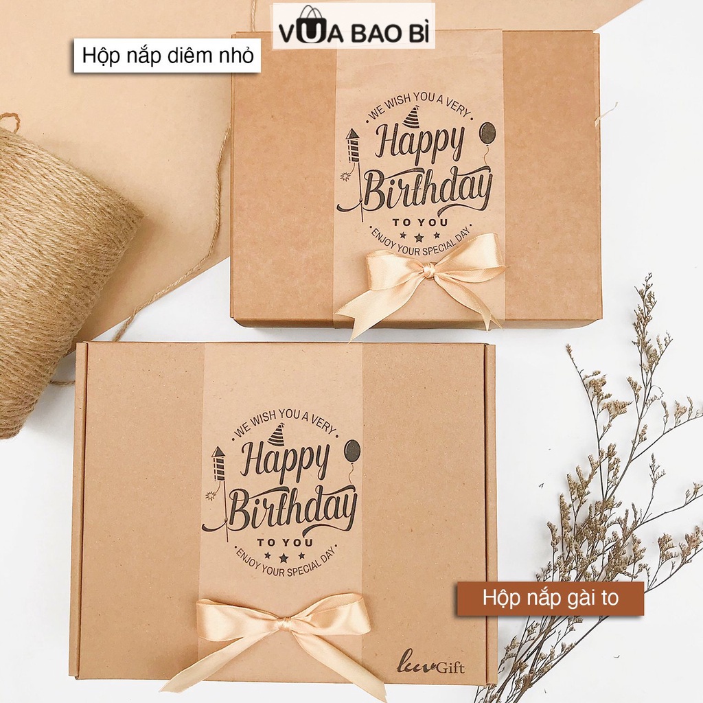 Hộp kraft thiết kế kèm túi quà kraft vintage - Hộp quà sinh nhật, hộp quà cưới, tặng bạn trai, bạn gái tùy chọn mẫu