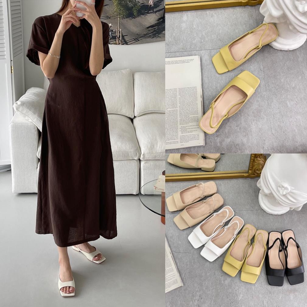 Giày Sandal Trệt Nữ CHAANKAN HỞ MŨI 2P VNXK 🏺