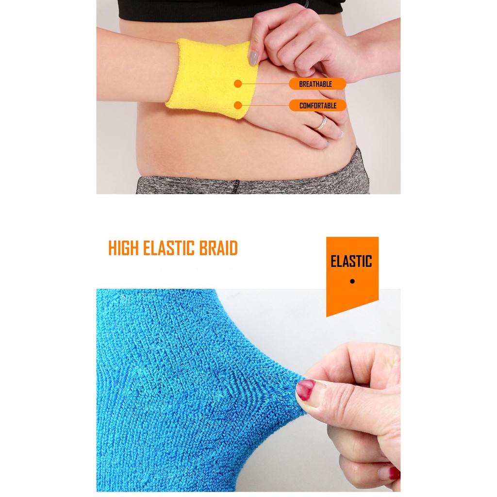 Băng cổ tay thấm mồ hôi thể thao nam nữ Rhino D101 - Băng thấm mồ hôi, cuốn cổ tay thể thao Sports Bandage - Hàng chính