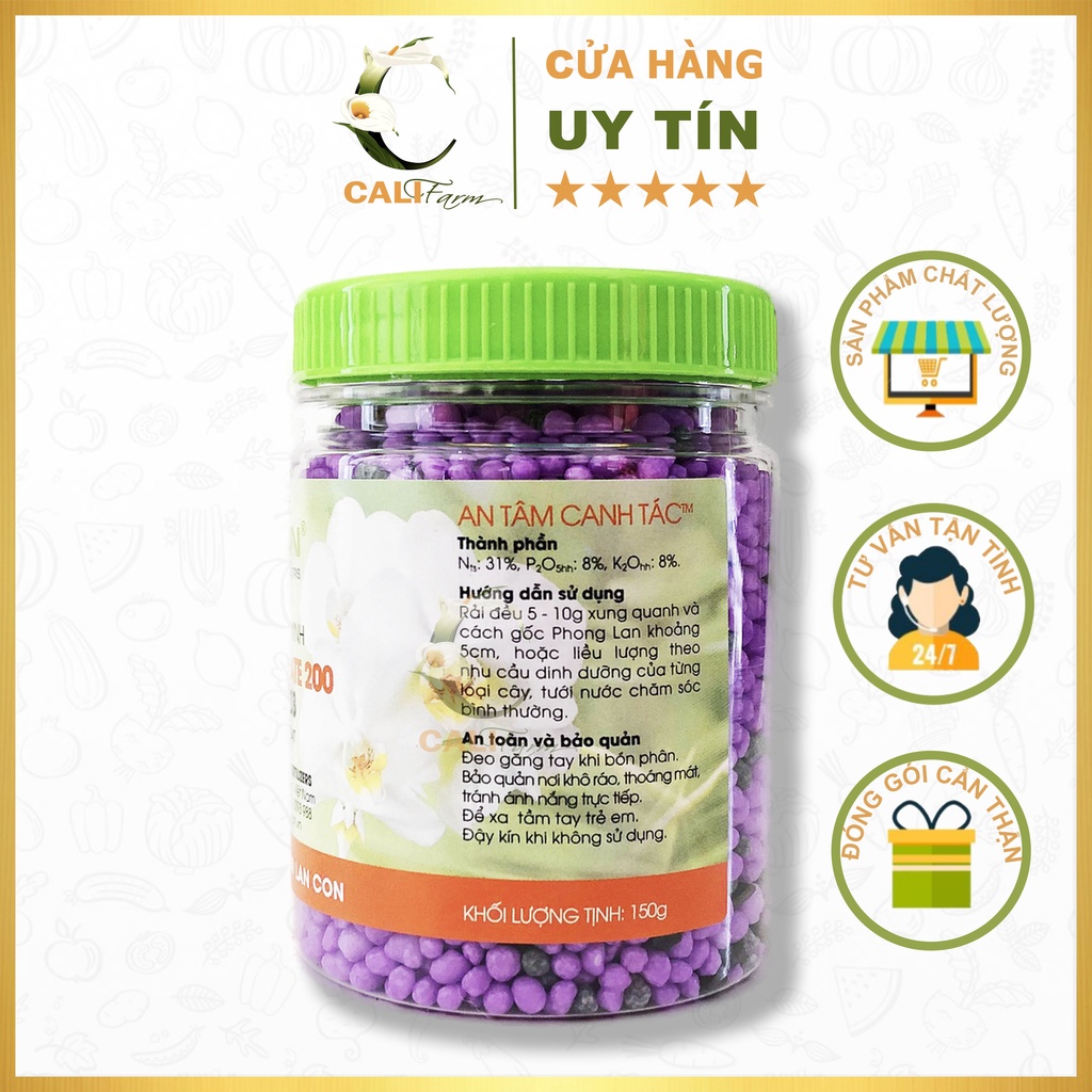 [Combo 3 hộp] Phân tan chậm RYNAN 200 NPK 31-08-08 chuyên dùng cho lan con hũ 150g [sieutietkiem]