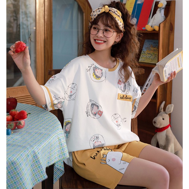 Bộ Mặc Nhà, Bộ Ngủ Cotton - Cá Tính, Phong Cách Hàn Quốc - Hàng Hót Mã A175 | BigBuy360 - bigbuy360.vn