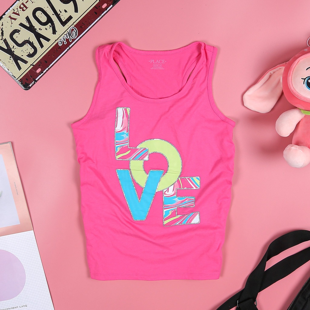 Áo thun bé gái size đại áo sát nách Place thun cotton vnxk