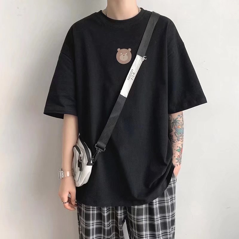 Áo Thun Tay Ngắn Cổ Tròn Dáng Rộng In Họa Tiết Hoạt Hình Thời Trang Mùa Hè Cho Nam Size M-5XL