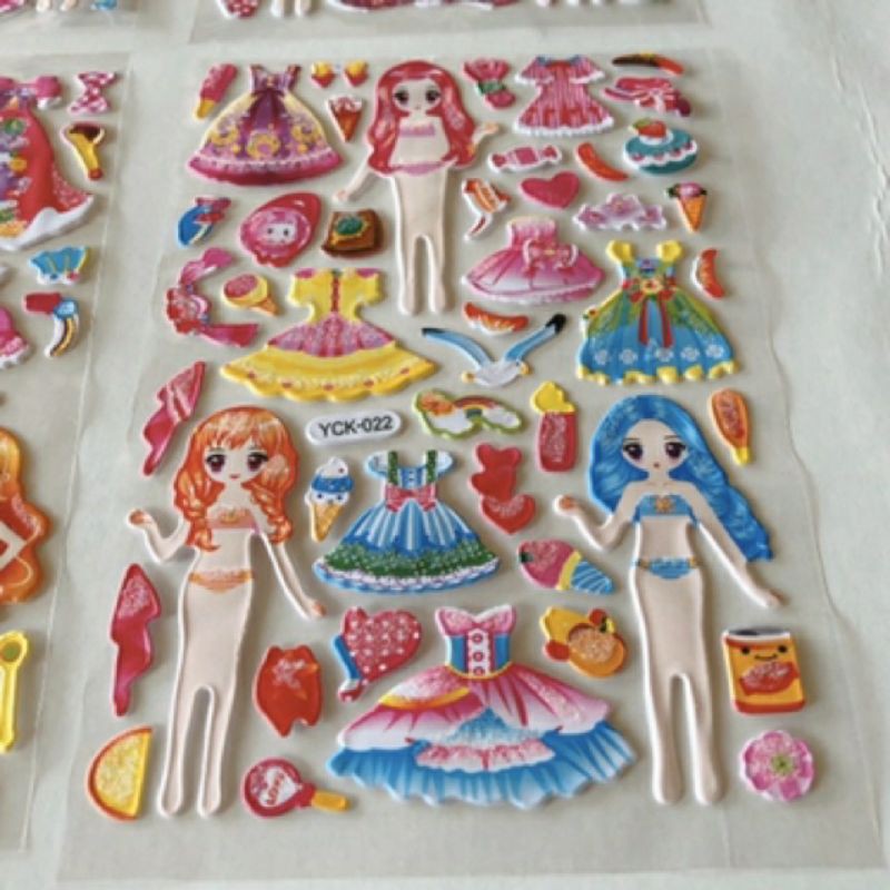 Hình dán nổi 3D thời trang công chúa có nhũ đẹp mắt cho bé ( mẫu ngẫu nhiên DN)