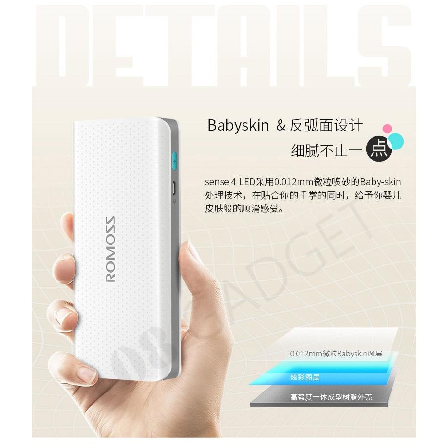 Pin Dự Phòng Romoss Sense 4 Led Model Chính Hãng