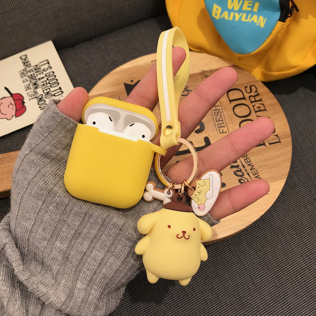 Cute Cartoon Kyechain AirPods Case Hello Kitty Melody Pom pom Purin Cinnamoroll penguin Silicone Airpods 1 2 Case Soft &amp;