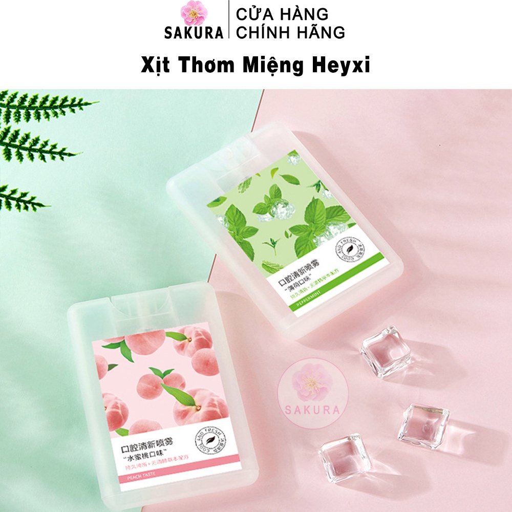 Xịt thơm miệng Heyxi Bac Hà Xịt thơm miệng sát khuẩn giữ lâu mùi thơm Sakura H2