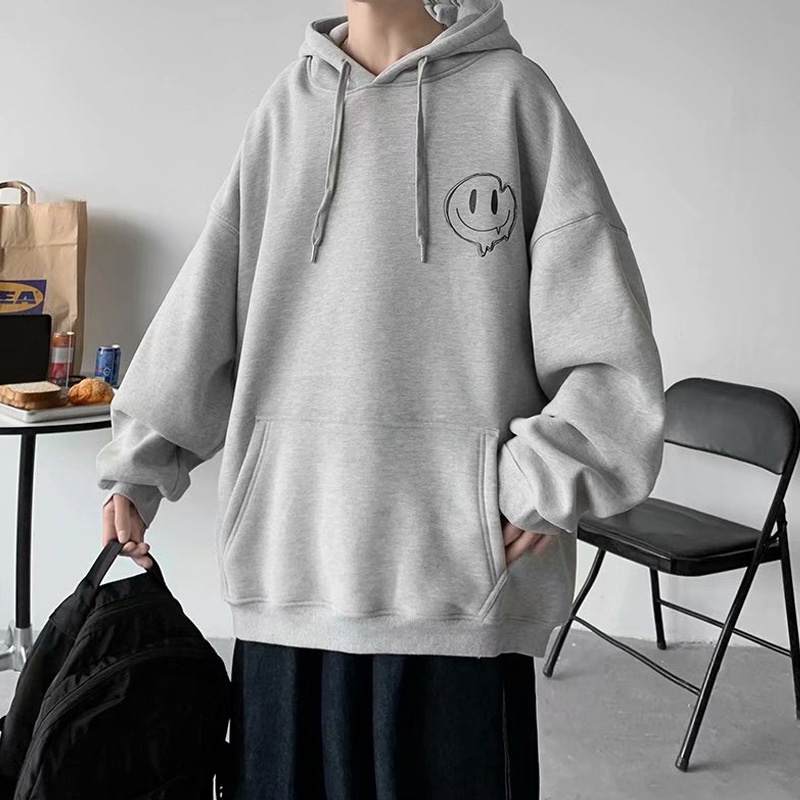 Áo hoodie dài tay in họa tiết mặt cười thời trang dành cho nam
