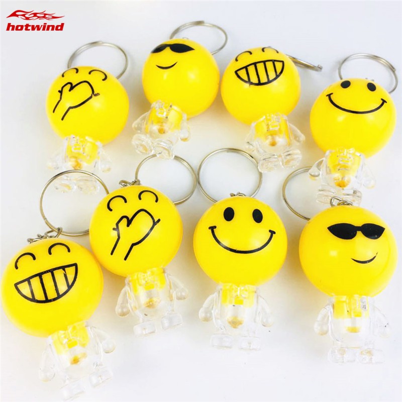 Móc Khóa Hình Emoji Có Đèn Led Dễ Thương 41x26x21mm