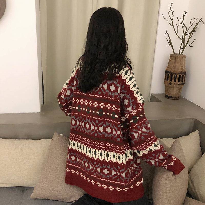 Áo len thổ cẩm họa tiết hàng Quảng Châu cao cấp phom rộng siêu đẹp