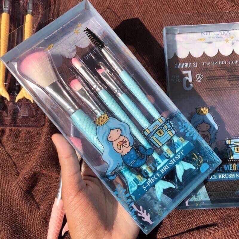 Set 5 cọ Neecara phiên bản tiên cá lông mềm mịn ăn phấn