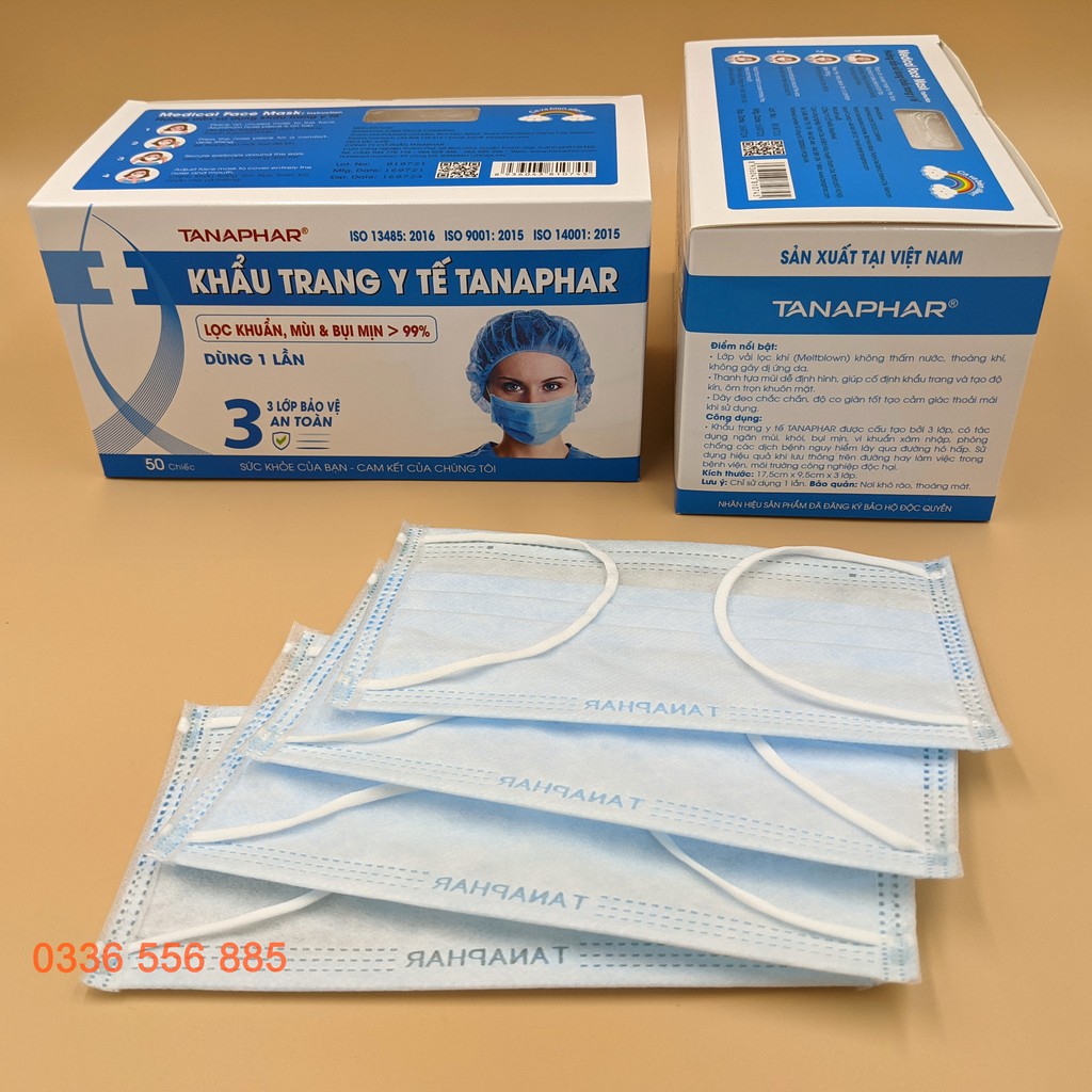 Khẩu trang y tế Tanaphar 3 lớp - Hộp 50 chiếc | BigBuy360 - bigbuy360.vn