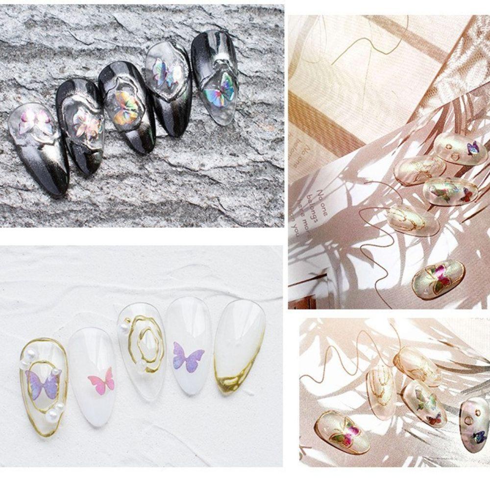 Miếng Dán Trang Trí Móng Tay Hình Bướm Màu Laser DIY