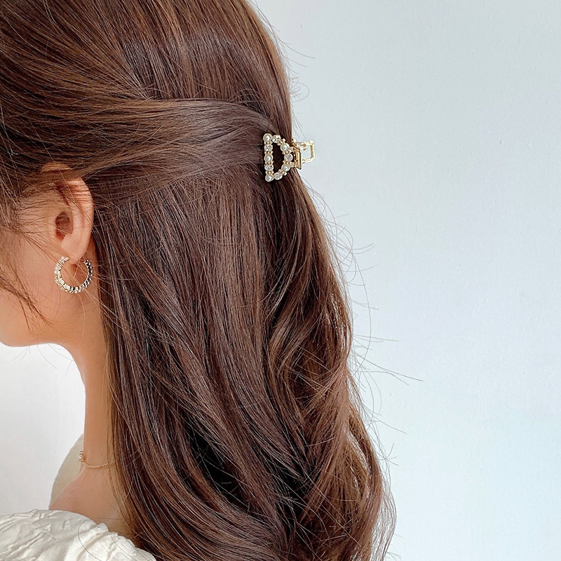 Kẹp tóc hợp kim đính đá và ngọc trai nhân tạo xinh xắn cho nữ