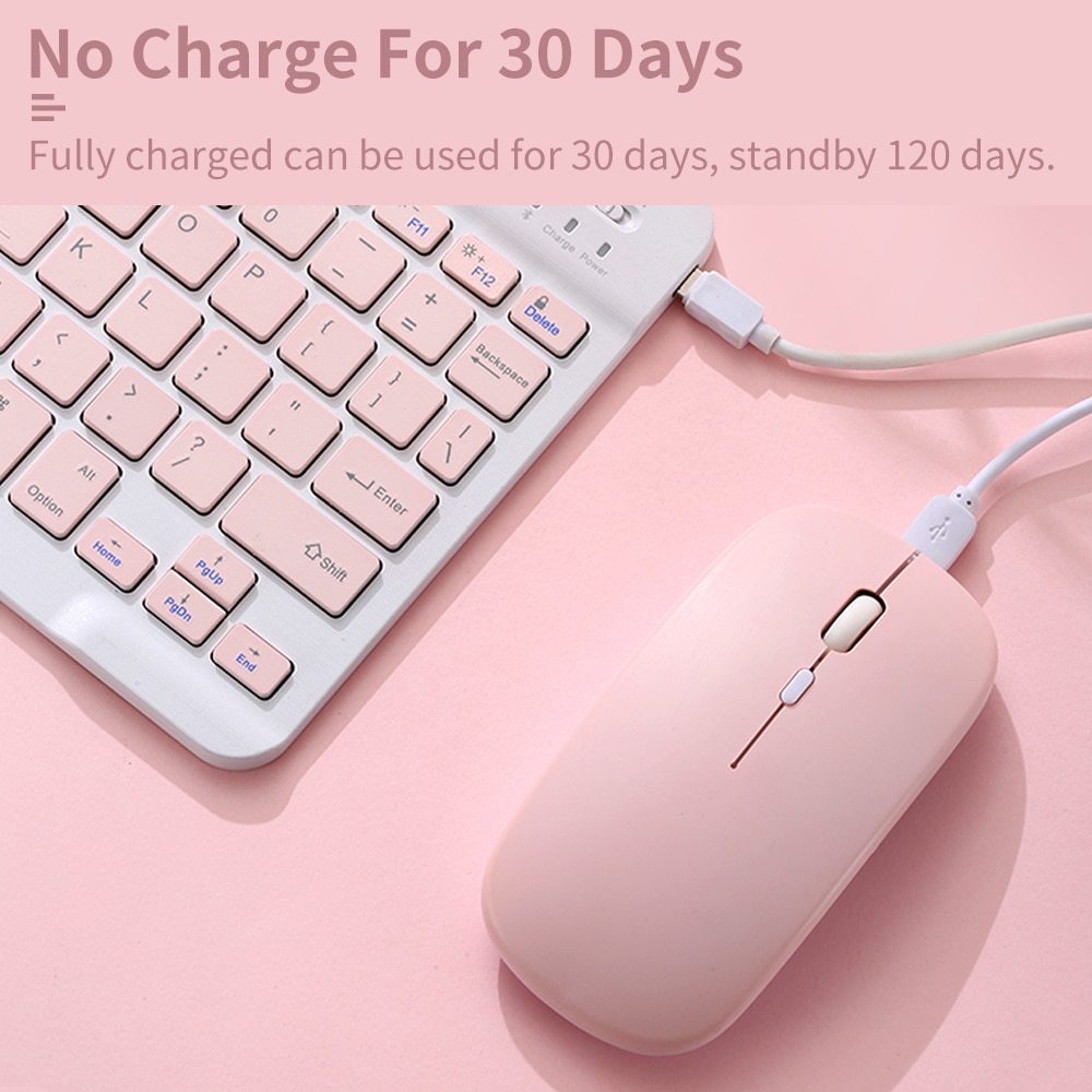 Mini Wireless Bluetooth Colorful Keyboard Mouse Rechargeable Multimedia Portable For