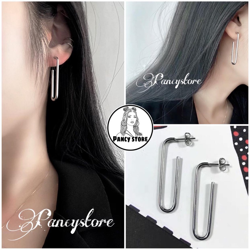 khuyên tai bông tai titan chữ U cá tính khuyên G-dragon không gỉ