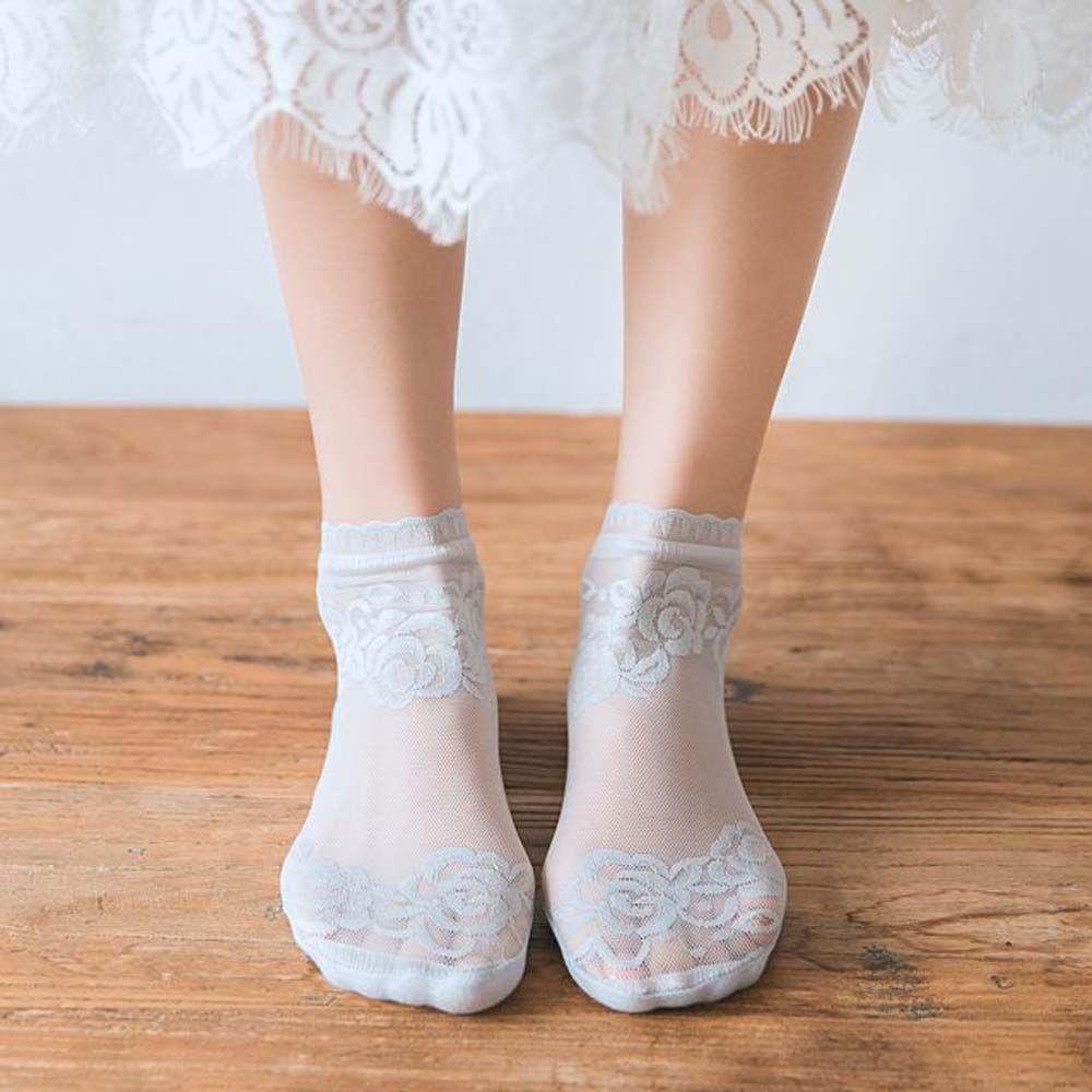 Vớ Ren Rỗng Trong Suốt Nhún Bèo Thời Trang Mùa Hè Cho Nữ