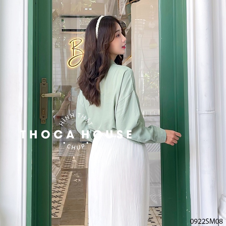 Áo sơ mi công sở thanh lịch kiểu cột nơ bên THOCA HOUSE trơn màu cực xinh mặc đi làm, đi chơi nữ tính