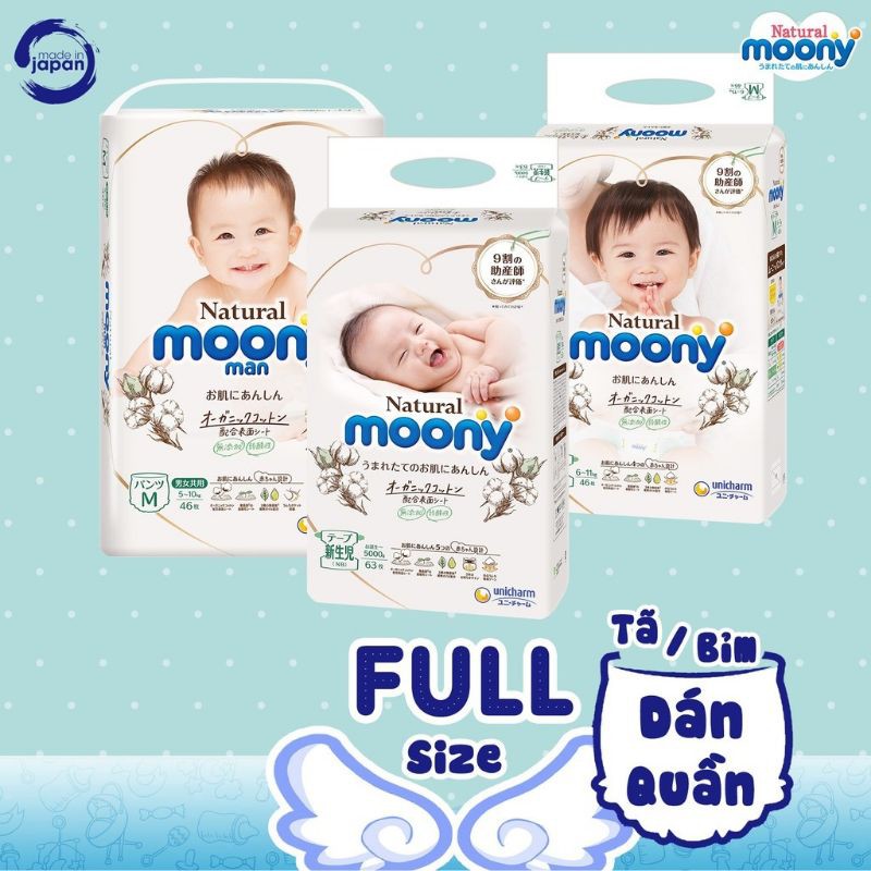 Bỉm dán/quần Moony size S84/M64/M58/L54/L44/XL38 hàng nhập khẩu