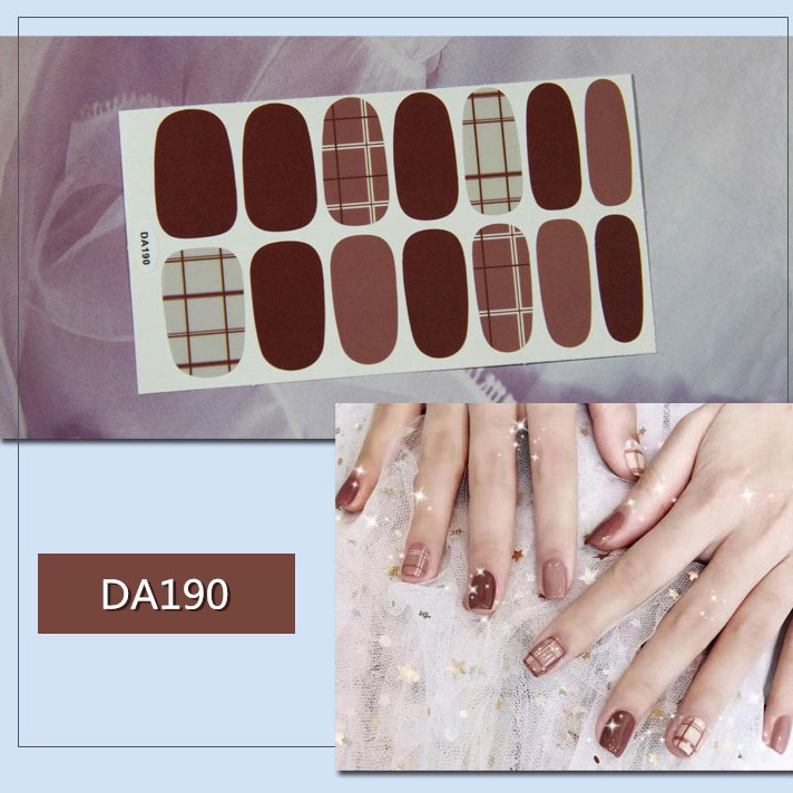 Bộ nail sticker 14 miếng dán móng tay trang trí 3D DA181-DA200  xinh xắn chống thấm nước