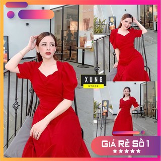 Váy Đầm Rút Nhún Ngực Tiểu Thư Dáng Dài Dự Tiệc Dạo Phố Freesize (47-57kg mặc vừa) – EveCloset
