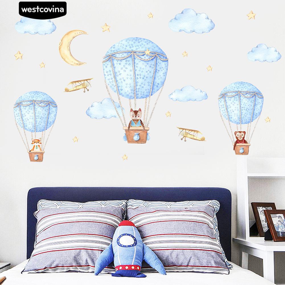 Miếng dán tường trang trí hình khinh khí cầu xinh xắn dễ thương