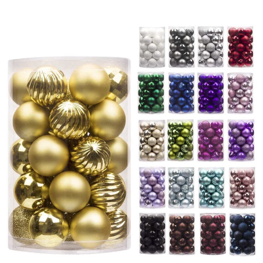 Set 24 quả châu dùng cho trang trí cây thông Giáng sinh tiện dụng dễ thương