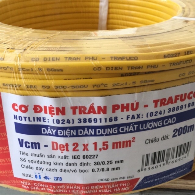 Dây điện 2x1.5 trần phú giá 1m - ảnh sản phẩm 1