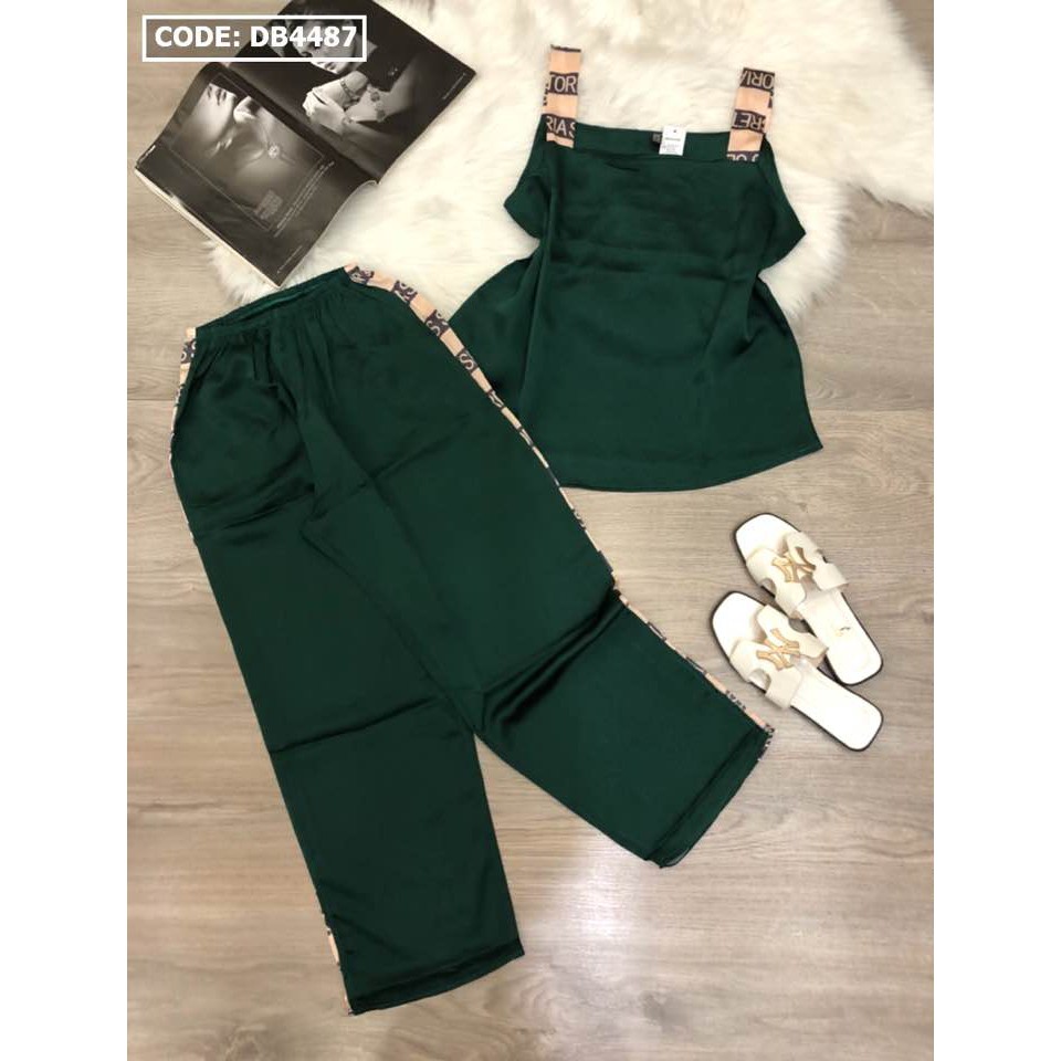 Đồ Bộ Satin Quần Dài Ống Xẻ Phối Áo 2 Dây | BigBuy360 - bigbuy360.vn