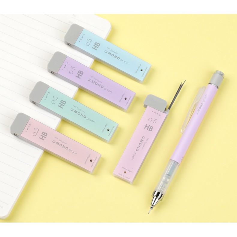 Bút chì Mono Tombow Graph Pastel cây viết chì kim lắc bản Limited tặng kèm hộp ruột ngòi refill HB 0.5