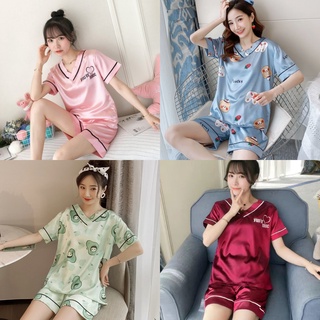 Bộ đồ ngủ nữ, pijama quần áo mặc nhà mùa hè lụa cao cấp cộc tay hàn quốc dễ thương sexy mát mẻ HE01