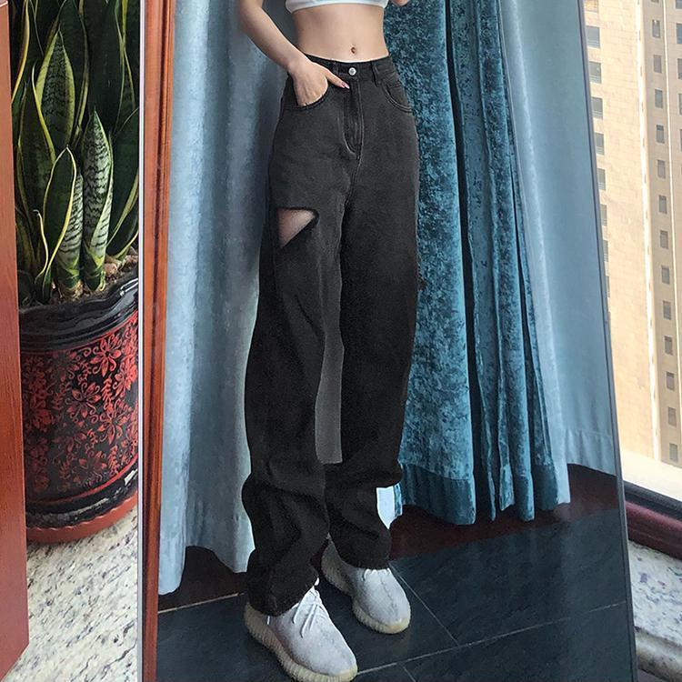 ♝Quần Dài Rách Gối Thêu Chữ Thời Trang Cho Nữ